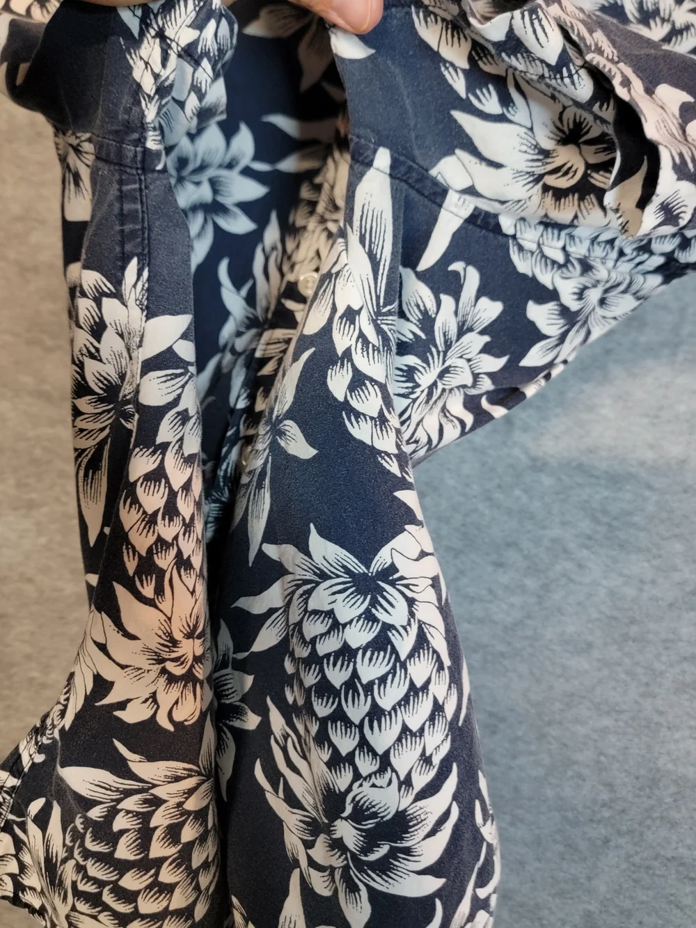 J. Crew Navy & White Pineapple Print Short-Sleeve Shirt